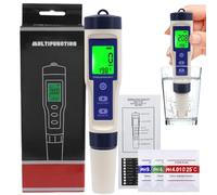 Td~S Meter 5 In 1 Digital Water Tester,High Accuracy Ph Tester,Ph Salinity Tds Ec & Temperature Meter with Ph Buffer Powder,Lc~D Green Backlight Display Water Quality Tester,Pool & Hot Tub Testers