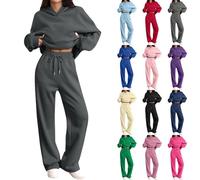 tdbneu Tracksuit Womens Full Set For Uk Oversized 2 Pieces Tracksuits Sets | Ladies Long Sleeve Hoodie And Cotton Wide Leg Jogger Sweatpants,Loose Gym Fitness Activewear Set For Casual Wear,Gym,Travel