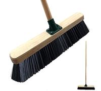 TDBS The Dustpan and Brush Store 18'' Stiff Broom Outdoor Yard Brush Hard Bristle Brush Durable Support Bracket 120cm Wooden Brush Handle Heavy Duty Broom Yard Brush Sweeping Brush (Synthetic PVC)