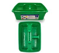 TDBS The Dustpan and Brush Store Cleaning Caddy With Handle Cleaners Caddy Organiser Carry Baskets For Cleaning Products (Green)