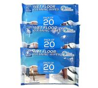 TDBS Wet Floor Cleaning Wipes 3 Pack Bundle (Total 60 Cloth Wipes) Fit Most Flat Swivel Floor Mops 21cm x 29cm - Ideal on Laminate Tile Hard Wood Gloss Flooring etc. By The Dustpan and Brush Store ®
