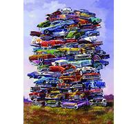 TDC Games Classic Car Puzzle Fabulous 50s Junkpile - 1000 Piece Vintage Jigsaw Puzzle for Adults