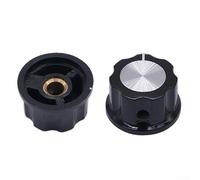 TDCuizent 10 Pack Potentiometer Knobs for 6mm Shaft Silver Tone Top Rotary Control Plastic and Dials for Electronics Audio Equipment 21mm Diameter 27 x 16mm Overall Size
