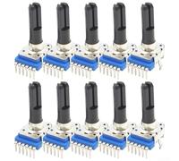 TDCuizent 10Pcs RK12 Stereo Potentiometer 6-Pin Half Shaft Variable Resistor B10K B20K B50K B100K Metal Compact 30Mm Precision Volume Control Easy Installation For DIY Audio Electronics Repair(B20K)