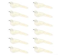 TDCuizent 12 Pack White Simulated Feathered Doves Realistic Foam and Feather Pigeon Statues for Garden Decor Wedding Party Props Lawn Ornaments and Home Decoration 11x4.5x5cm