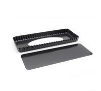 TDCuizent 14x6 Inch Rectangular Non-Stick Tart Pan with Removable Loose Bottom Carbon Steel Quiche Tin for Baking Fruit Mousse Pie Cheesecake Flan and Savory Tarts Even Heat Distribution Bakeware