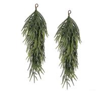 TDCuizent 2 Pack Artificial Norfolk Pine Hanging Trees 75cm Realistic Fake Pine Needle Garland for Wall Door Mantel Festive Greenery Decor for Home Interior Exterior Holiday Party Wedding