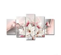 TDCuizent 5 Pieces Modern Abstract Flower Canvas Wall Art Pink Floral Patterns Unframed Five Panel Soft Pastel Color Painting For Living Room Bedroom Home Gallery Multiple Size Options(size3)