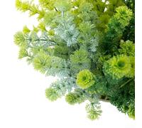 TDCuizent 6 Pack Artificial Green Plants for Fence Partition and Home Decor Realistic Plastic Faux Grass and Pine Greenery Stems Low Fake Foliage for Garden Patio Vase Arrangement 37cm Total Length