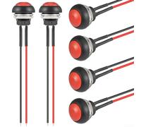 TDCuizent 6Pcs 12MM Momentary Push Button Switch Waterproof Self-Reset ON OFF Pre-Soldered Wire 3A 125VAC For Electronics Car Truck Red Black Compact PVC Copper 2-Position 120MM Wire(Red)