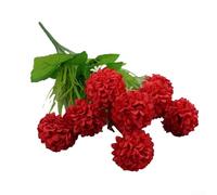 TDCuizent 9 Heads Artificial Silk Hydrangea Bouquet 38cm Fake Flower Arrangement with Leaves for Wedding Party Home Decor Office Living Room Table Centerpiece Display(The big red)