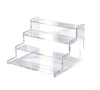 TDCuizent Acrylic 3-Tier Display Stand For Cosmetics Jewelry Perfume Elegant Step-Up Organizer Rack Black White Home Decor Wedding Party Storage 31X18.5x14cm 31X25x20cm(4-layer transparent)