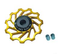 TDCuizent Aluminum Alloy Mountain Bike Rear Derailleur Guide Pulley Wheel with Bearing System for Smooth Gear Shifting and Chain Tension Control - Lightweight Cycling Component Part(13T Golden)