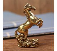 TDCuizent Antique Brass Horse Figurine Solid Metal Equine Statue with Long Tail Vintage Handcrafted Home Office Desktop Decor Feng Shui Prosperity Symbol for Garden Yard Display(Clouds and Clouds)