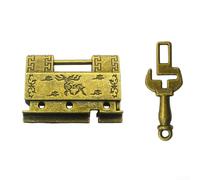 TDCuizent Antique Chinese Padlock Vintage Ming Qing Alloy Door Lock Decorative Retro Copper Finish For Jewelry Boxes Cabinets Metal 4.1x3x1.2cm Easy Installation Collector Display(Large)