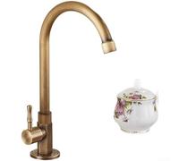 TDCuizent Antique Copper Single Cold Water Faucet Vertical Rotating Basin Tap Spiral Flow Control Classic Brass for Garden Washbasin Bathroom Sink Fixture