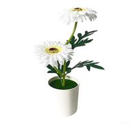 TDCuizent Artificial Gerbera Daisy Plant in White Pot Realistic Faux Sunflower Blooms for Home Office Decor Fade-Resistant Plastic Flowers with Modern Round 10.6 Inch Tabletop Decoration(White)
