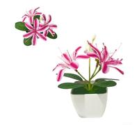 TDCuizent Artificial Jasmine Potted Plant Realistic 3 Bloom Fade-Resistant For Mini Arrangement Plastic 14 Cm Multiple Colors No Water Needed For Desk Shelf Windowsill Home Office Decor(Pink)