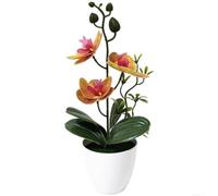 TDCuizent Artificial Phalaenopsis Orchid Soft PVC Plant In 8Cm Pot Hand-Painted Three-Bloom Fake Flower Tabletop Shelf Decor 27Cm Tall Multiple Colors For Home Office Indoor Display Low-Maintenance(A)