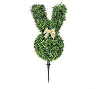 TDCuizent Artificial Rabbit Topiary Easter Decoration Realistic Bunny Plant with Bow for Garden Porch Yard Green Plastic Simulation Floral Decor for Spring Holiday Party Display 55cm