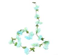 TDCuizent Artificial Rattan for CHERRY Blossom Garland Fake Flower Vine for Wedding Home Decor Realistic Faux Floral Strip for Fence Winding Wall Hanging Party Decoration(blue)