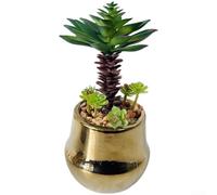 TDCuizent Artificial Tree Luxury Gold-Plated Realistic Fake Plant Tabletop Decor With Pot 21Cm Small Desktop Greenery Ornament For Home Office Restaurant Hotel Living Room Black White Grey(Q042C3S149)