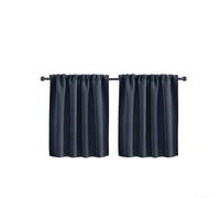TDCuizent Blackout Short Curtains 40x60cm Light Blocking Fabric Window Treatment for Kitchen Living Room Bedroom Coffee House Modern Decor Install Rod Pocket 2 Pack(Navy blue)