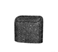 TDCuizent Car Trash Can With Flip-Top Diamond-Studded Lid Multi-Functional Hanging Storage Box Plastic Waste Bin Holder For Vehicle Dashboard Or Seat Back Colorful White Black 17X9x14cm(black)