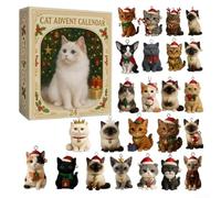 TDCuizent Cat Lovers Advent Calendar 2025 with 24 Unique Acrylic Figurines Cute Christmas Countdown Decor for Tree and Home Holiday for Cat Owners and Collectors Multicolor