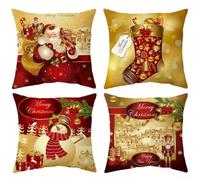 TDCuizent Christmas Pillow Covers 4 Pack Double Sided Winter Decor with Snowman Tree Gnome Let It Snow Prints Soft Polyester Cushion Cases for Living Room Bedroom Holiday Party Home Decoration(C)
