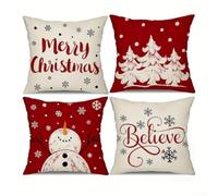 TDCuizent Christmas Pillow Covers 4 Pack Double Sided Winter Decor with Snowman Tree Gnome Let It Snow Prints Soft Polyester Cushion Cases for Living Room Bedroom Holiday Party Home Decoration(G)