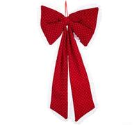 TDCuizent Christmas Tree Bow Ornament with Lace Trim | Festive for Red for polka Dot Fabric Decoration for Holiday Party Home Garden Decor