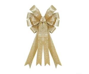 TDCuizent Decorative Christmas Bow Large Size Holiday Tree Door Wreath Ornament Indoor Outdoor Decoration with Glitter Fabric Red Gold Silver Pink Multiple Colors 24x41cm(Golden)