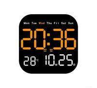 TDCuizent Digital LED Wall Clock with Remote Control Temperature and Date Display Alarm and Countdown Functions Adjustable Brightness Multi-Function Screen Suitable for Home Office(Red and orange)