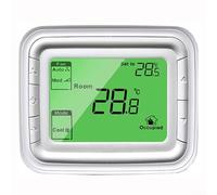 TDCuizent Digital Programmable Thermostat for Fan Coil Units LCD Display Heating Cooling Control Panel with Manual On/Off Switch and 3-Speed Fan White ABS Housing for Home Office HVAC System