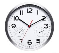 TDCuizent Digital Wall Clock Temperature Humidity Display 10 Inch Silent Movement Easy-to-Read Modern Round Decor For Living Room Bedroom Kitchen Office Black White(white)