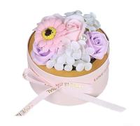 TDCuizent Handmade Soap Flower Bouquet in Round Box Luxury Scented Rose Soap Arrangement with Plant-Based Ingredients for Mother's Day Birthday Anniversary Decoration and Present(Rose color)