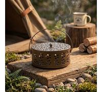 TDCuizent Iron Coil Incense Holder with Lid for Use Fireproof Aromatherapy Burner Box for Camping Picnic Garden Party Sturdy Metal to 13.5cm Diameter Black and Bronze 2 Pack