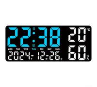TDCuizent Large LED Digital Wall Clock with Temperature Humidity Display Dual Alarm Night Light Adjustable Brightness for Bedroom Living Room Home Office Decor(B)