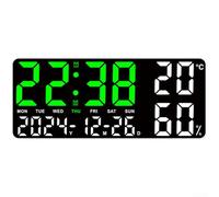 TDCuizent Large LED Digital Wall Clock with Temperature Humidity Display Dual Alarm Night Light Adjustable Brightness for Bedroom Living Room Home Office Decor(E)