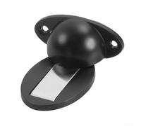TDCuizent Magnetic Door Stopper 2 Pack No Drill Zinc Alloy Floor Suction Anti-Collision Invisible Holder Fits Gaps 63X63x29mm Silver Black Grey Bedroom Bathroom Office Hotel(black)