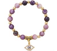 TDCuizent Malachite Evil Eye Bracelet 19cm Elastic Stretch | malachite beads, elastic 19cm fit, for gold-toned spacers, evil eye protection, unisex style