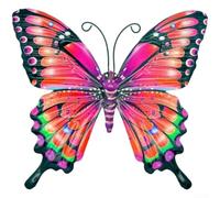 TDCuizent Metal Butterfly Wall Hanging Wrought Iron Decor Pastoral Rustic Animal Pattern Indoor Outdoor Art For Home Patio Fence Garden Yellow Blue Purple Red 17X16cm 1 Or 4 Pieces Easy Mount(Red)