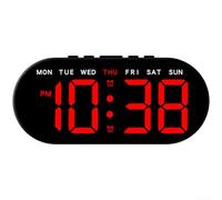 TDCuizent Modern LED Alarm Clock with Large Display Adjustable Brightness and Ambient Light Digital Desk Clock with Thermometer for PERPETUAL Calendar and USB Power for Bedroom or Office Use(D)