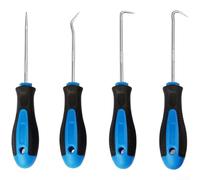 TDCuizent O Ring Seal Puller Hook Set 4PCS with Straight Bent Right Angle Hooks High-Hardness Steel Rust-Resistant Tool for Auto Repair Seals Gaskets Removal Ergonomic Anti-Slip Handle Blue