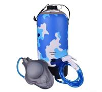 TDCuizent Portable Camping Shower Bag 12L Foldable Bathing System with Foot Pump and 200cm Hose 500D PVC Solar Water Heater for Hiking Travel Beach Car Wash Black Blue Yellow(Blue)