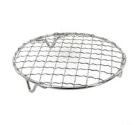 TDCuizent Portable Round BBQ Grill Net Stainless Steel Barbecue Cooking Grid With Detachable Legs For Outdoor Camping Picnic Home Use Silver(25cm)