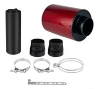TDCuizent Red Carbon Fiber Intake System High Flow Dual Air Filter Kit 76Mm Inlet Outlet 1M Flexible Hose Lightweight Washable Mesh Enhanced Engine Performance Improved Fuel Efficiency Fit For Car