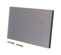 TDCuizent Smart Wall Touch Switch Panel with Tempered Glass for Tuya or for Smart Life App WiFi Remote and Voice Control for Alexa and Google Home Neutral and Live Wire Installation(8 Gang)