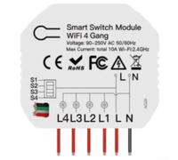 TDCuizent Smart WiFi Light Control Switch Module 4-Way Remote Controller for Tuya for Smart Life App RF433 for Rocker and Reset Switches Power Off Memory White